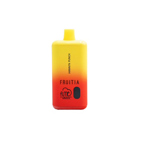 Vibrant yellow to red gradient disposable vape pen fume x fruitia 8000 puffs hawaii punch flavor by qijoy