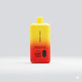 A vibrant yellow to orange gradient Fume x Fruitia 8000 puffs vape pen with fruitia brand and hawaiian punch flavor label