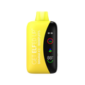 Bright yellow and black banana ice disposable vape pen get elfed up with sleek curved design for easy use