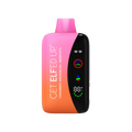 Pink and orange gradient get elfed up disposable vape pen with black digital display for easy use