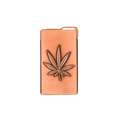 Copper-colored metal money clip with raised cannabis leaf design from metal weed leaf lighters product line