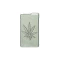 Translucent light green phone case with a detailed silver cannabis leaf design for metal weed leaf lighters