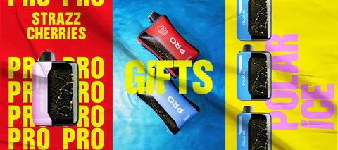 Red and blue polar ice pro vape pens with black starry pattern design