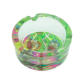 Clear glass rick and morty ashtray with vibrant colorful character design for smoking accessories use