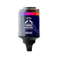 A sleek transparent glass Wiwi Fares Shisha Tower tank with a purple and orange gradient band and white logo