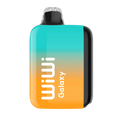 Wiwi Galaxy 18K vape device with a sleek rectangular design and vibrant teal to orange gradient finish with black accents