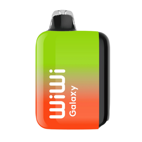 Wiwi Galaxy 18K vape pen with vibrant green-to-orange gradient, sleek glossy finish, and black accents