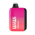 Wiwi Galaxy 18K vape device with vibrant pink and red gradient, sleek rectangular body, and black accents