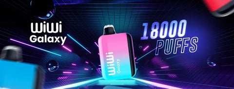 The wiwi galaxy vape pen features a sleek, gradient pink-to-blue body with the brand name and model printed in white.